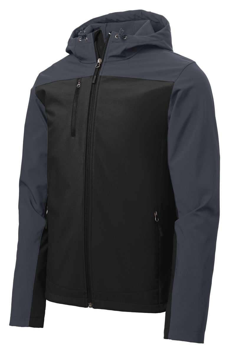 Port Authority Hooded Core Soft Shell Jacket - Black/ Battleship Grey