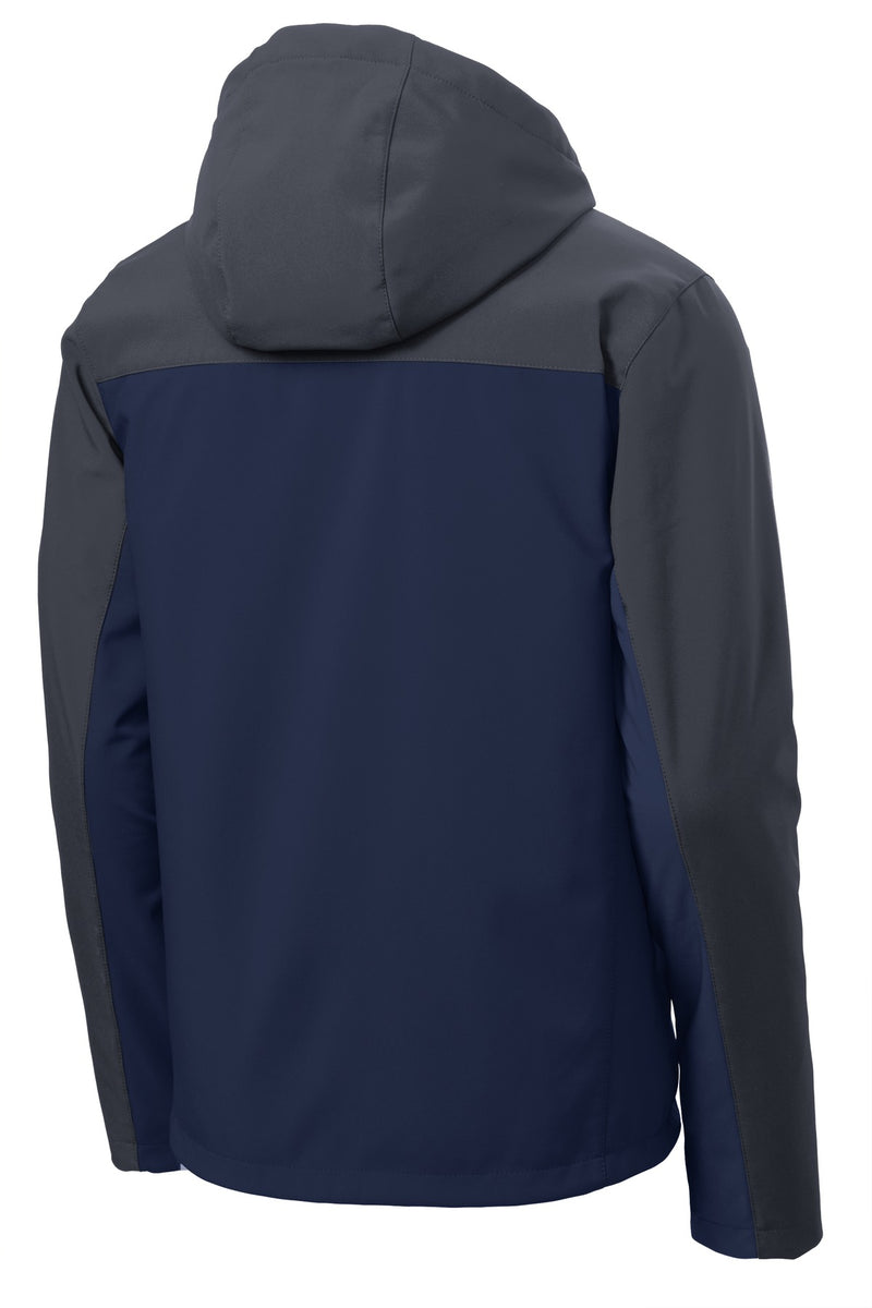 Port Authority Hooded Core Soft Shell Jacket - Dress Blue Navy/ Battleship Grey