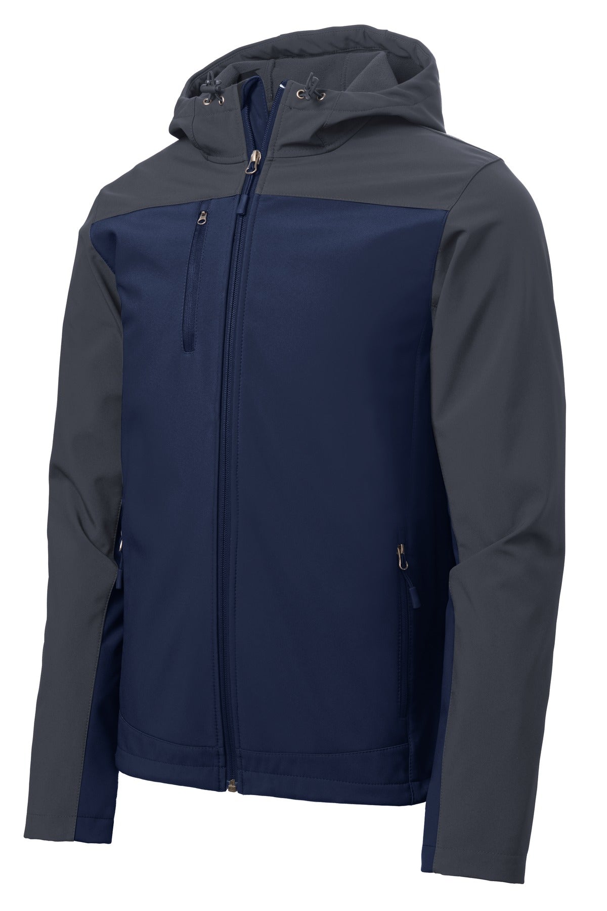 Port Authority Hooded Core Soft Shell Jacket - Dress Blue Navy/ Battleship Grey