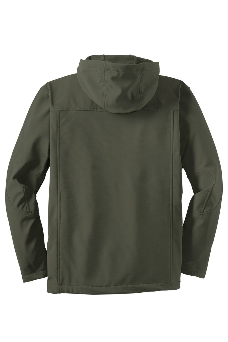 Port Authority Textured Hooded Soft Shell Jacket - Mineral Green/ Soft Orange