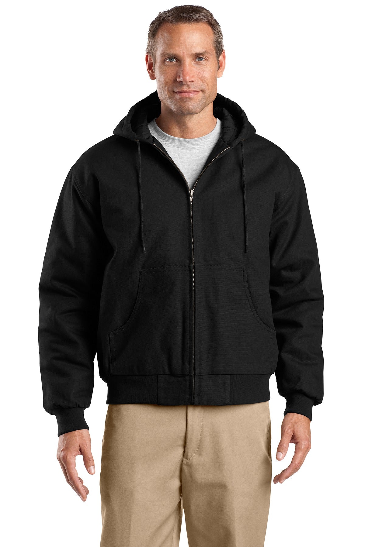 CornerStone Tall Duck Cloth Hooded Work Jacket - Black
