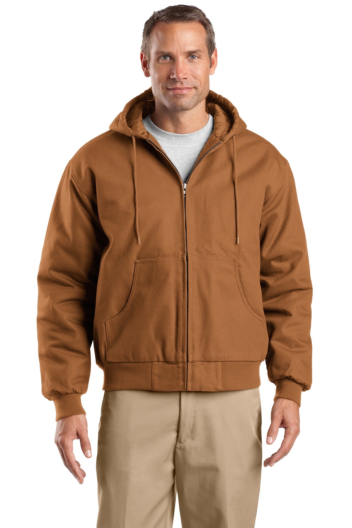 CornerStone Tall Duck Cloth Hooded Work Jacket - Duck Brown