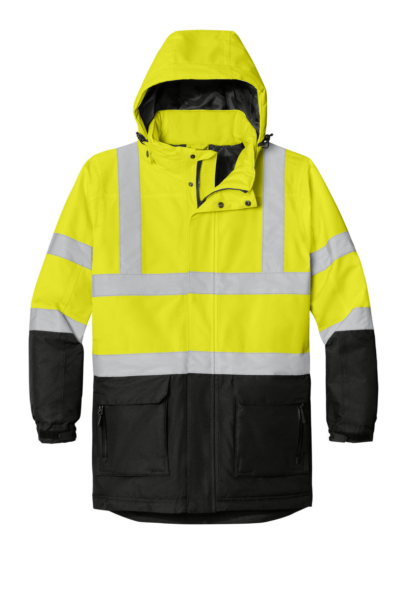 Port Authority ANSI 107 Class 3 Safety Heavyweight Parka - Safety Yellow/ Black/ Reflective