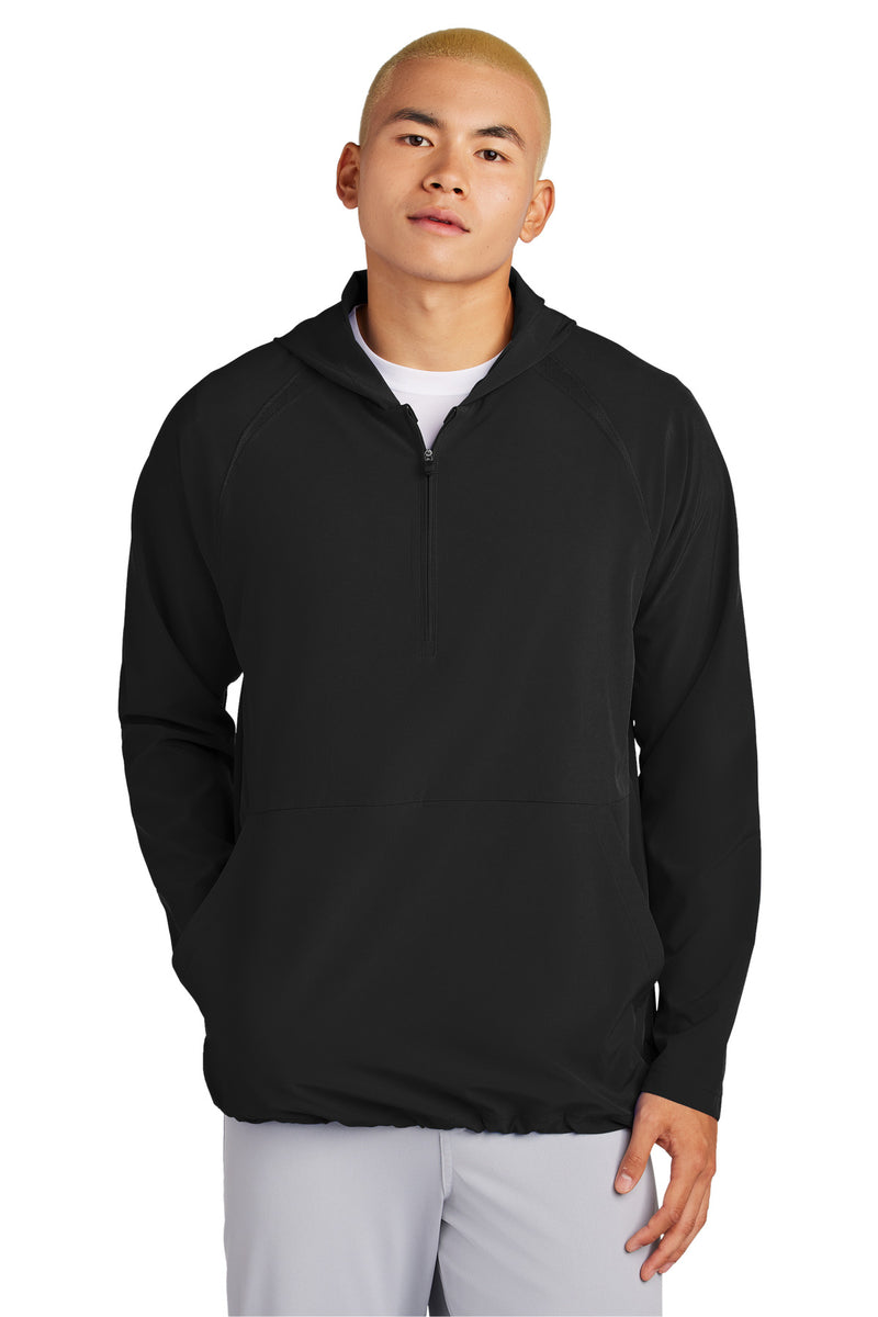 Sport-Tek Repeat 1/2-Zip Long Sleeve Hooded Jacket - Black