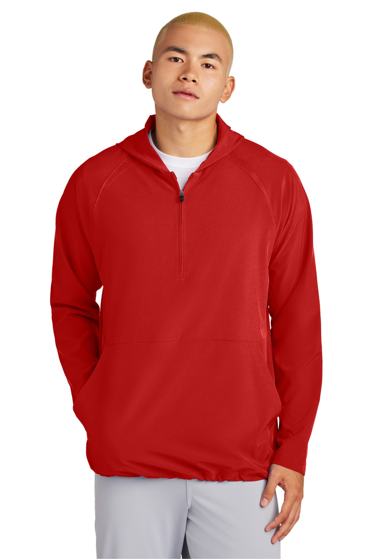 Sport-Tek Repeat 1/2-Zip Long Sleeve Hooded Jacket - Deep Red