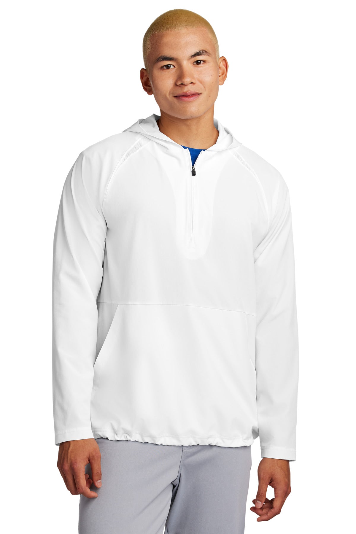 Sport-Tek Repeat 1/2-Zip Long Sleeve Hooded Jacket - White