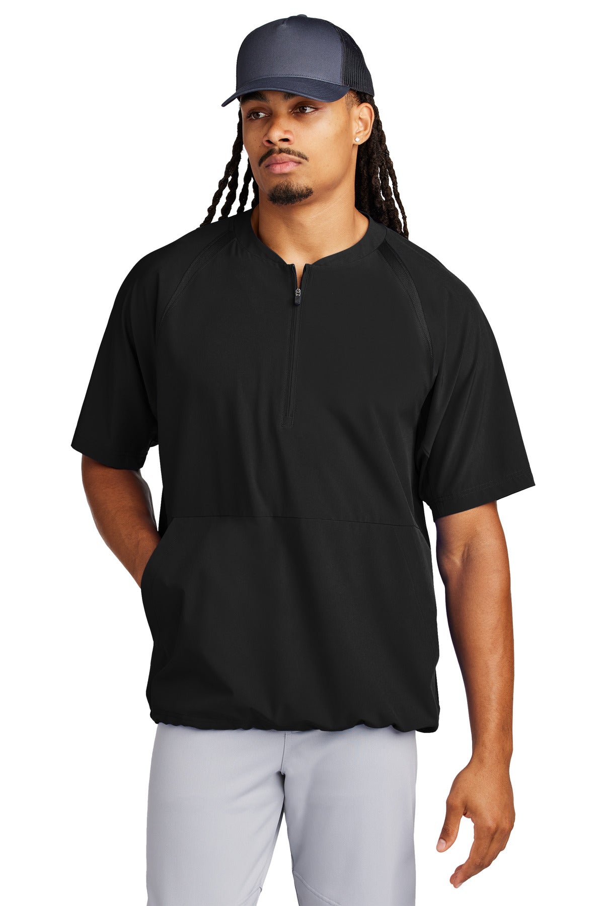 Sport-Tek Repeat 1/2-Zip Short Sleeve Jacket - Black