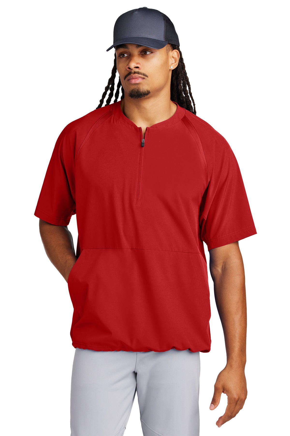 Sport-Tek Repeat 1/2-Zip Short Sleeve Jacket - Deep Red
