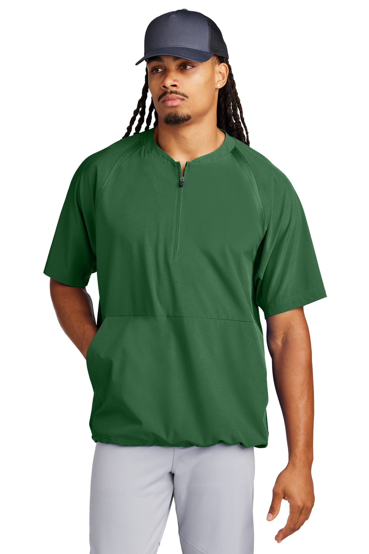 Sport-Tek Repeat 1/2-Zip Short Sleeve Jacket - Forest Green