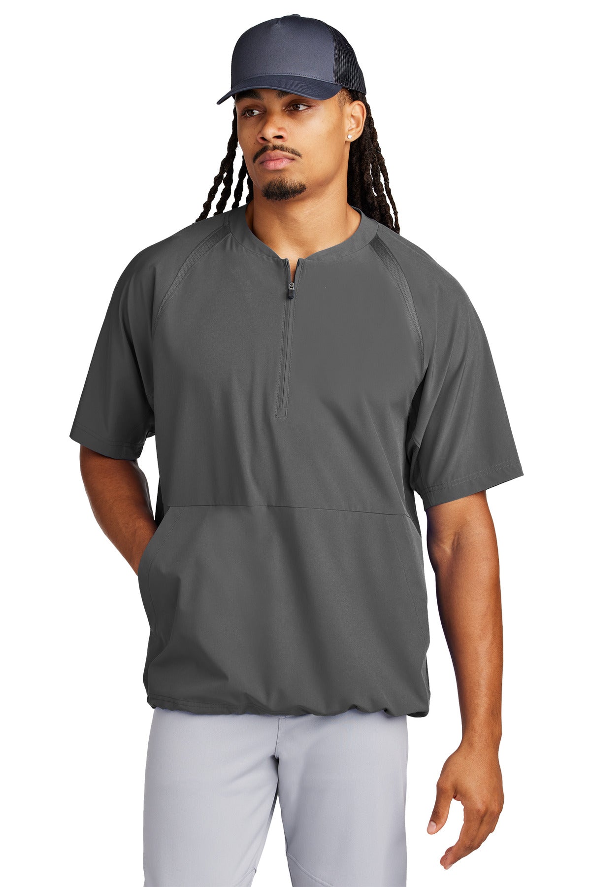 Sport-Tek Repeat 1/2-Zip Short Sleeve Jacket - Iron Grey