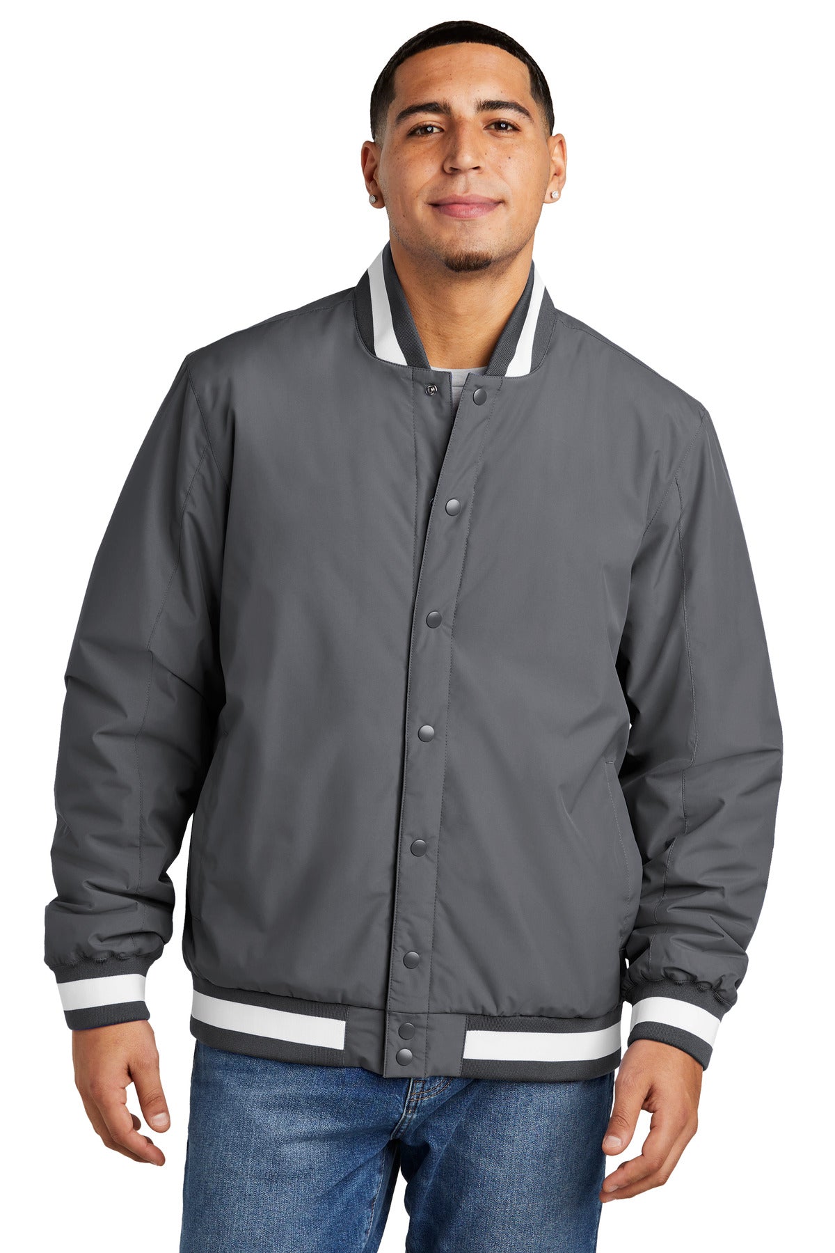 Sport-Tek Insulated Varsity Jacket - Graphite