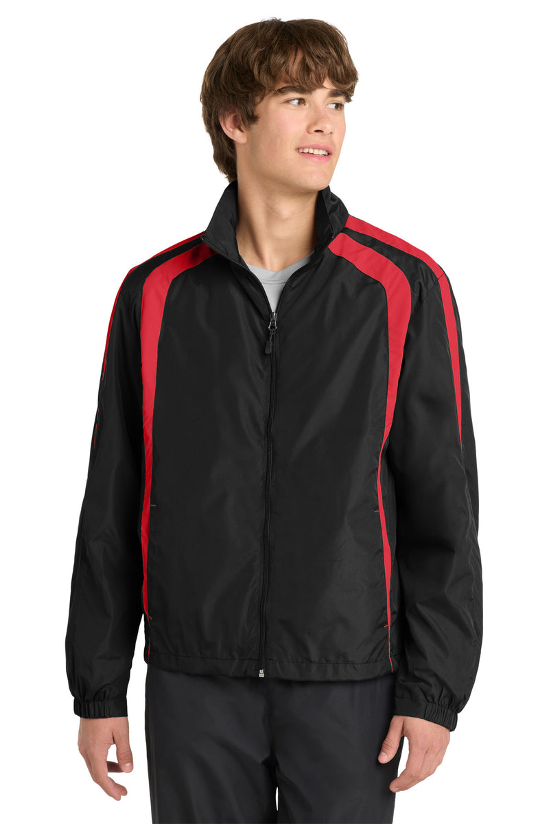 Sport-Tek Colorblock Raglan Jacket - Black/ True Red