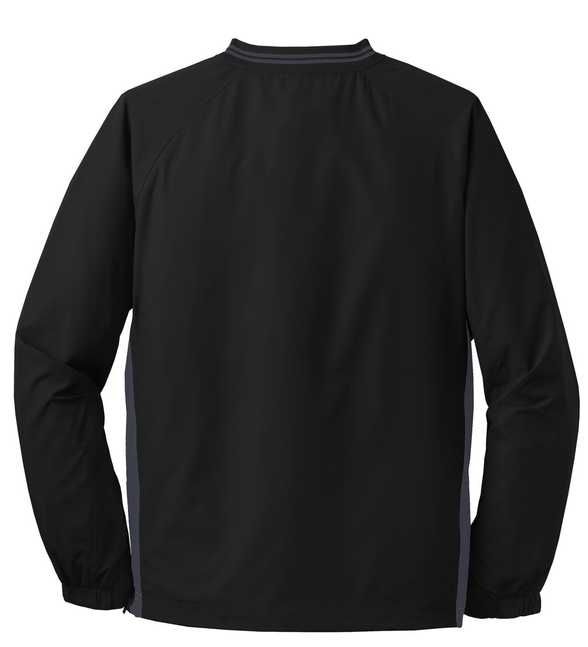 Sport-Tek Tipped V-Neck Raglan Wind Shirt - Black/ Graphite