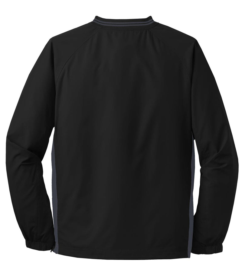 Sport-Tek Tipped V-Neck Raglan Wind Shirt - Black/ Graphite