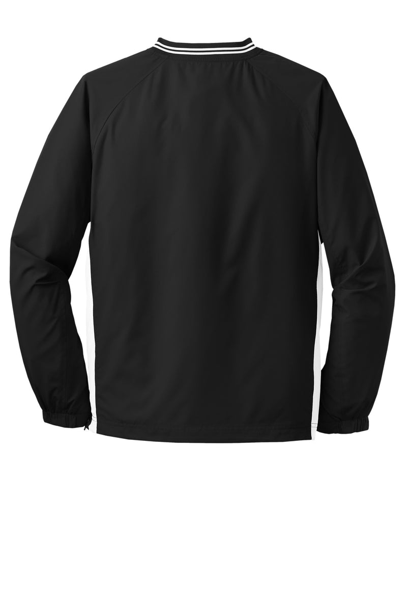 Sport-Tek Tipped V-Neck Raglan Wind Shirt - Black/ White