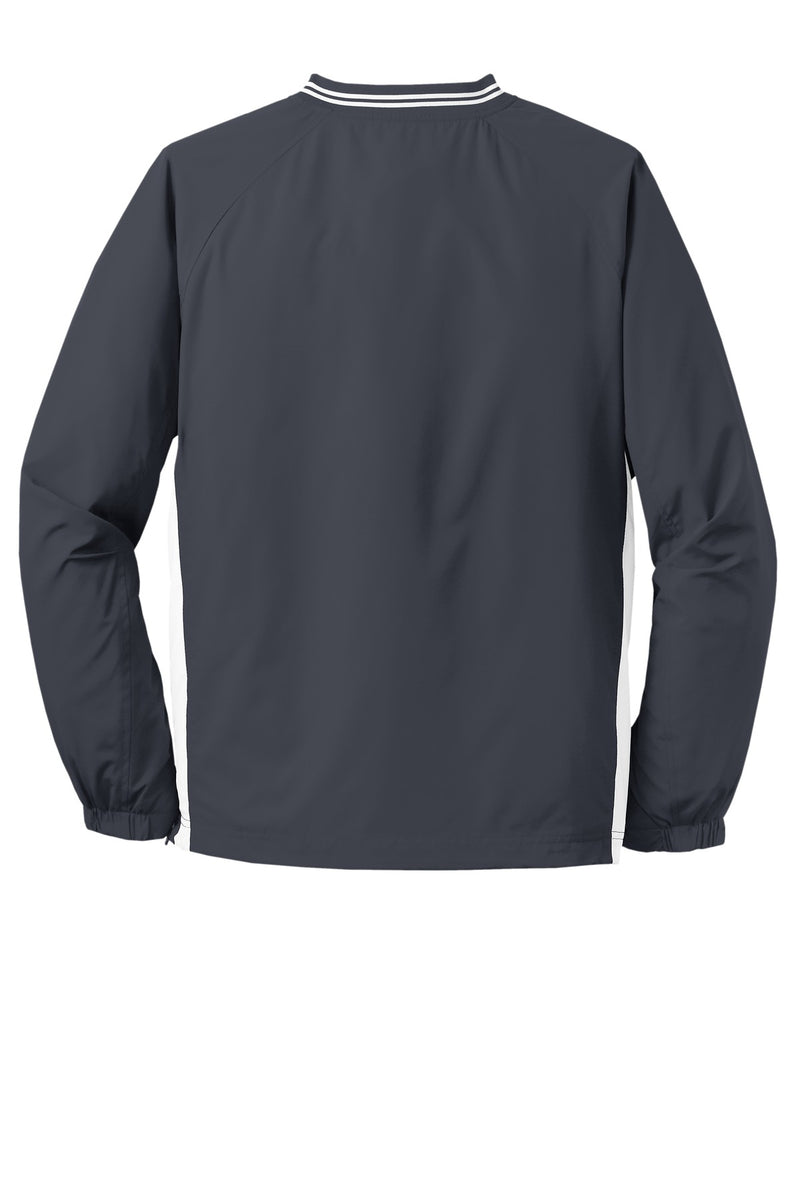 Sport-Tek Tipped V-Neck Raglan Wind Shirt - Graphite/ White