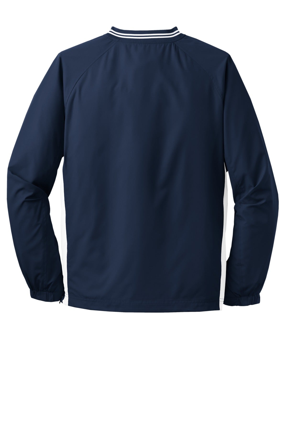 Sport-Tek Tipped V-Neck Raglan Wind Shirt - True Navy/ White