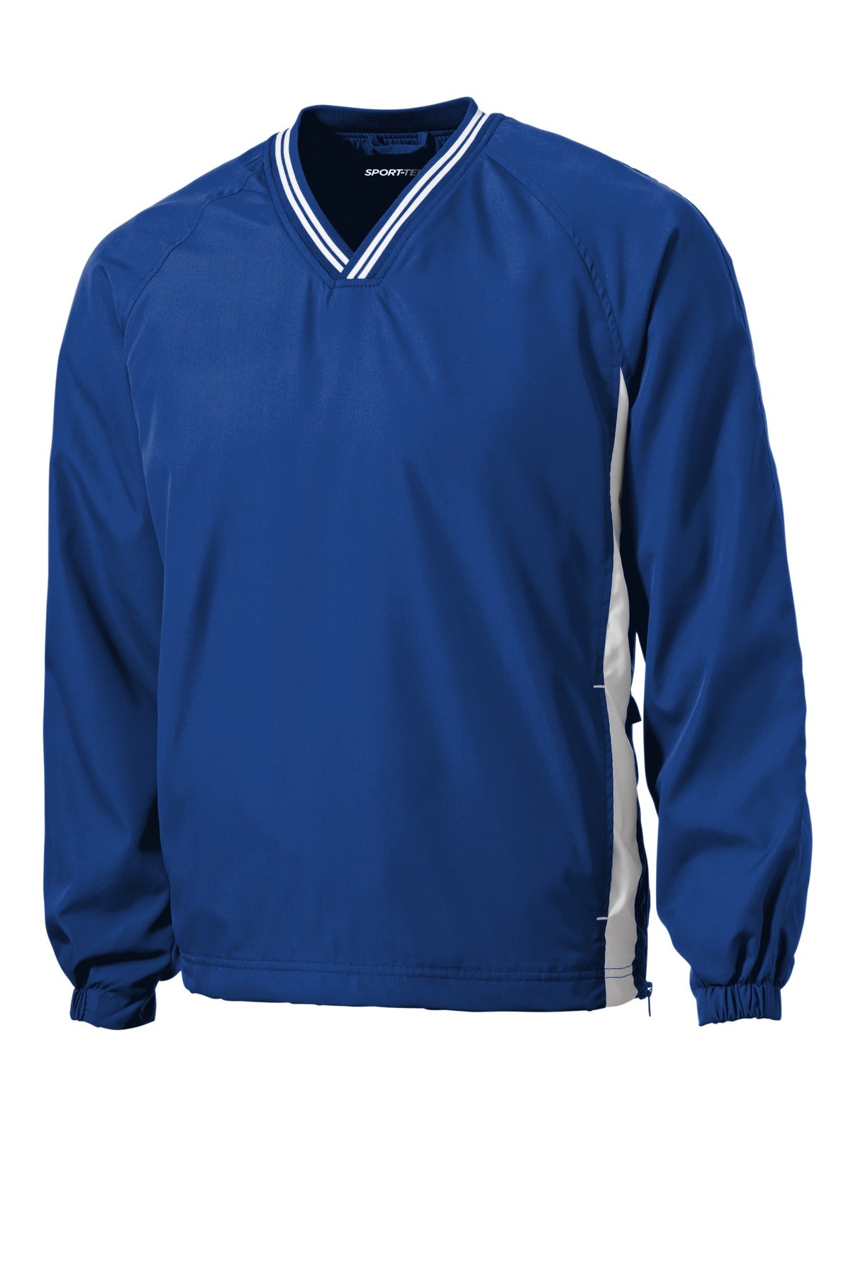Sport-Tek Tipped V-Neck Raglan Wind Shirt - True Royal/ White