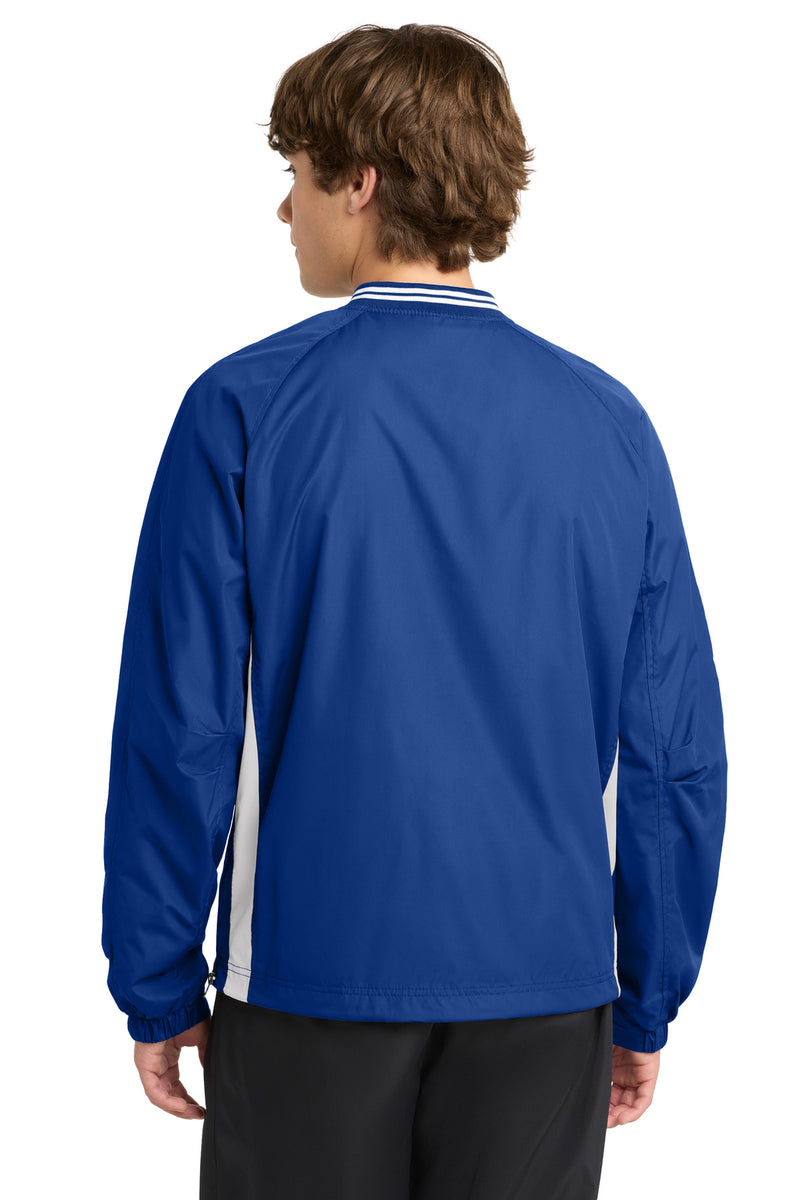 Sport-Tek Tipped V-Neck Raglan Wind Shirt - True Royal/ White