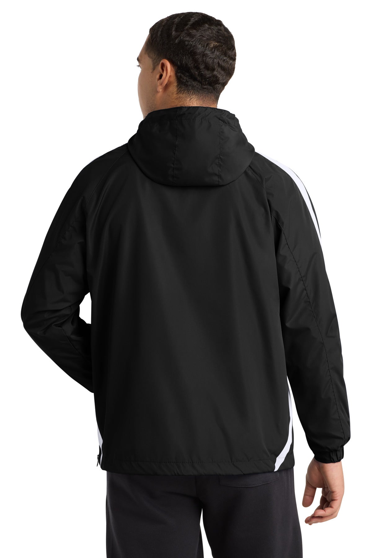 Sport-Tek Colorblock Raglan Anorak - Black/ White