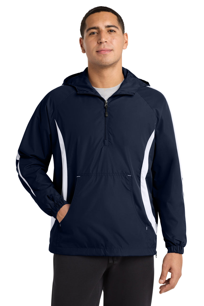 Sport-Tek Colorblock Raglan Anorak - True Navy/ White