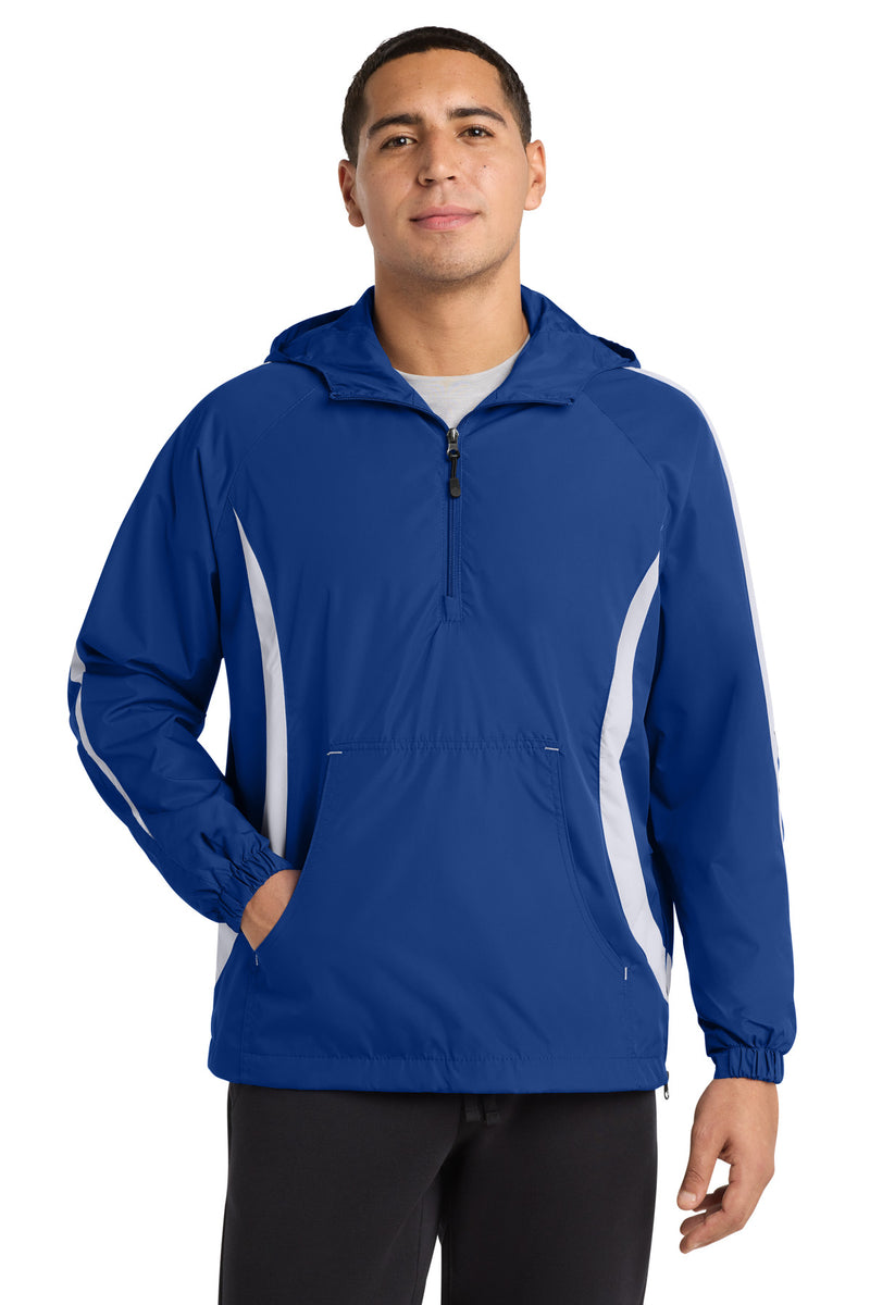 Sport-Tek Colorblock Raglan Anorak - True Royal/ White