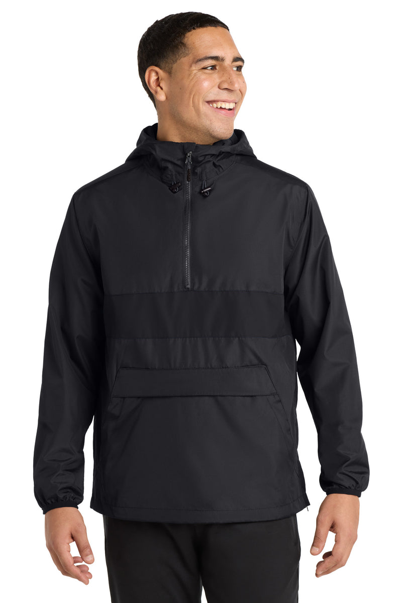 Sport-Tek Zipped Pocket Anorak - Black/ Black