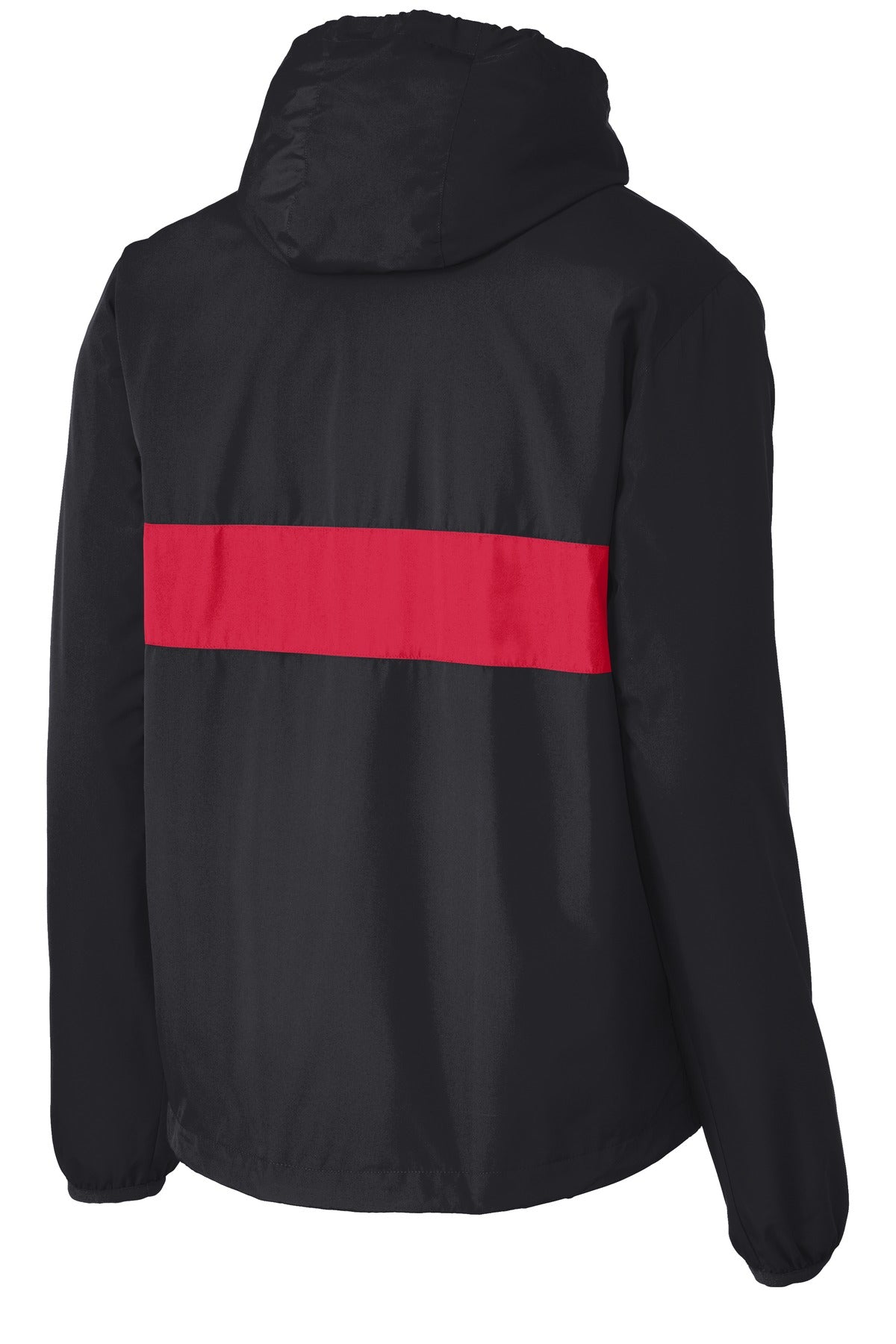 Sport-Tek Zipped Pocket Anorak - Black/ True Red