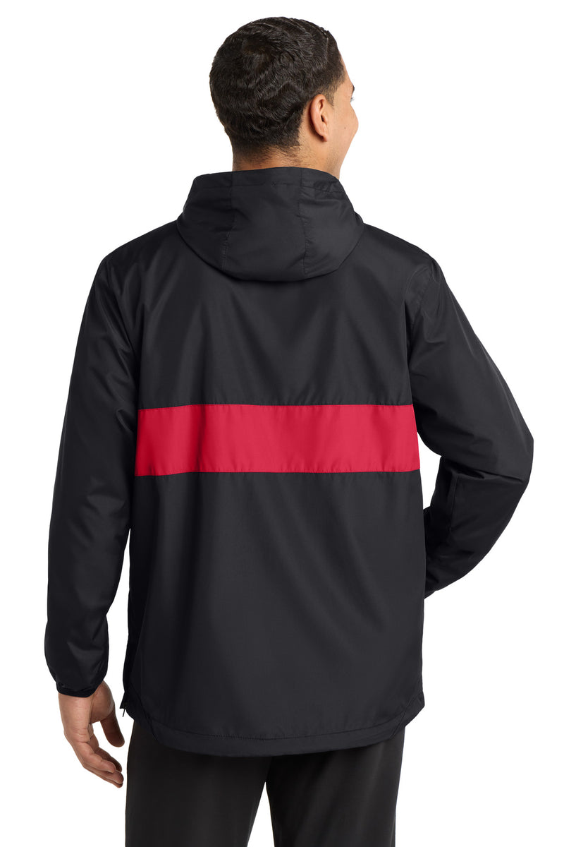 Sport-Tek Zipped Pocket Anorak - Black/ True Red