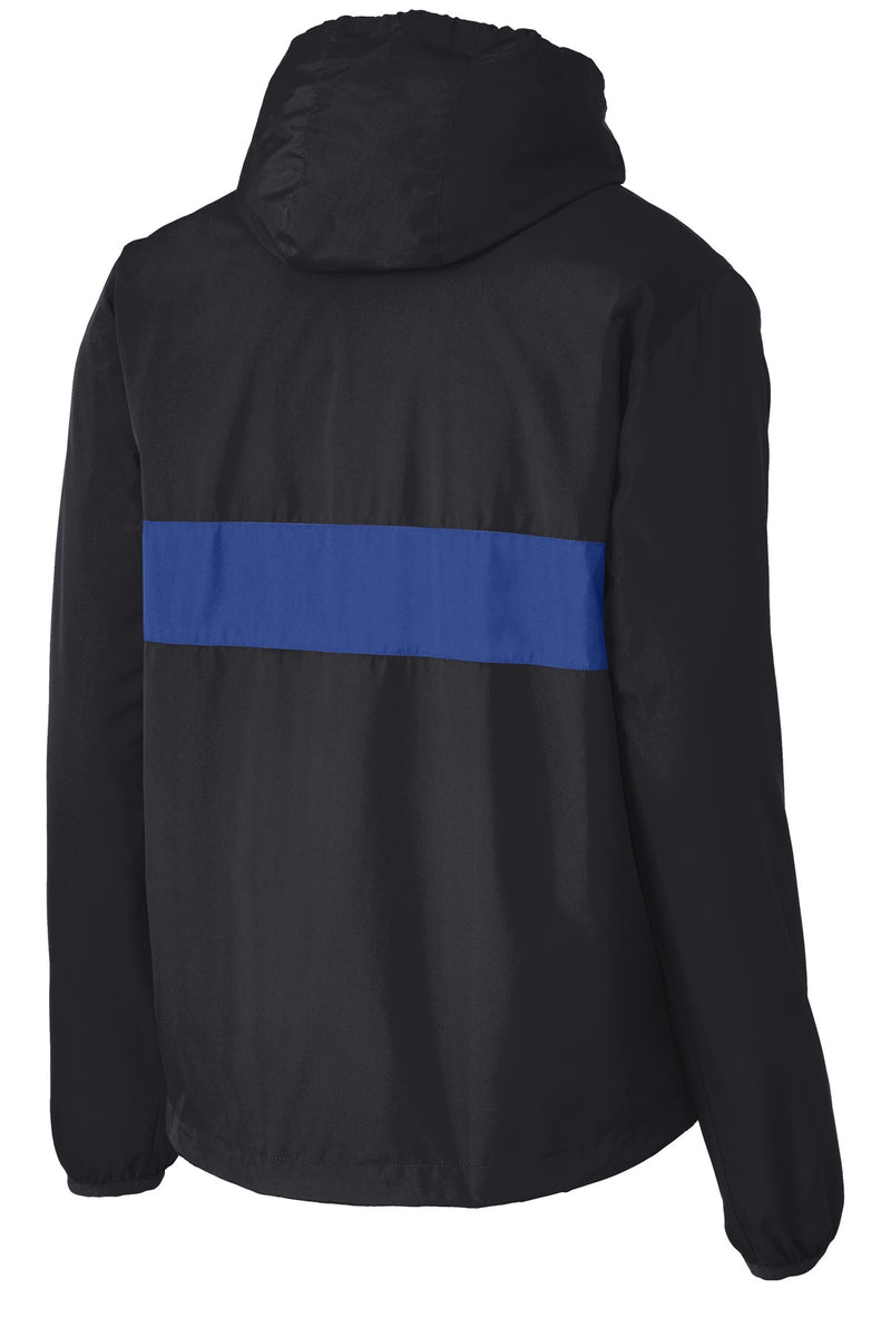 Sport-Tek Zipped Pocket Anorak - Black/ True Royal