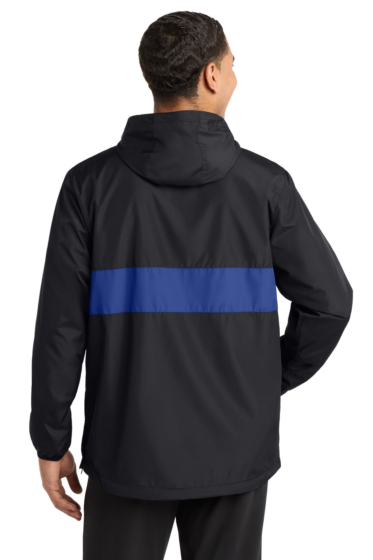 Sport-Tek Zipped Pocket Anorak - Black/ True Royal