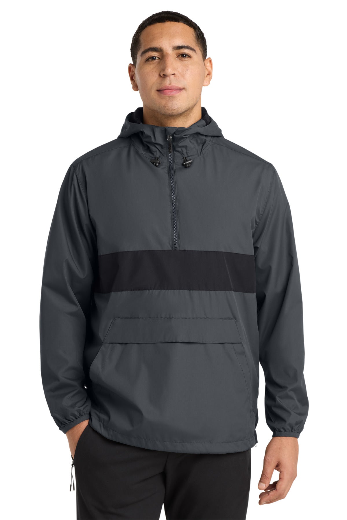 Sport-Tek Zipped Pocket Anorak - Graphite/ Black