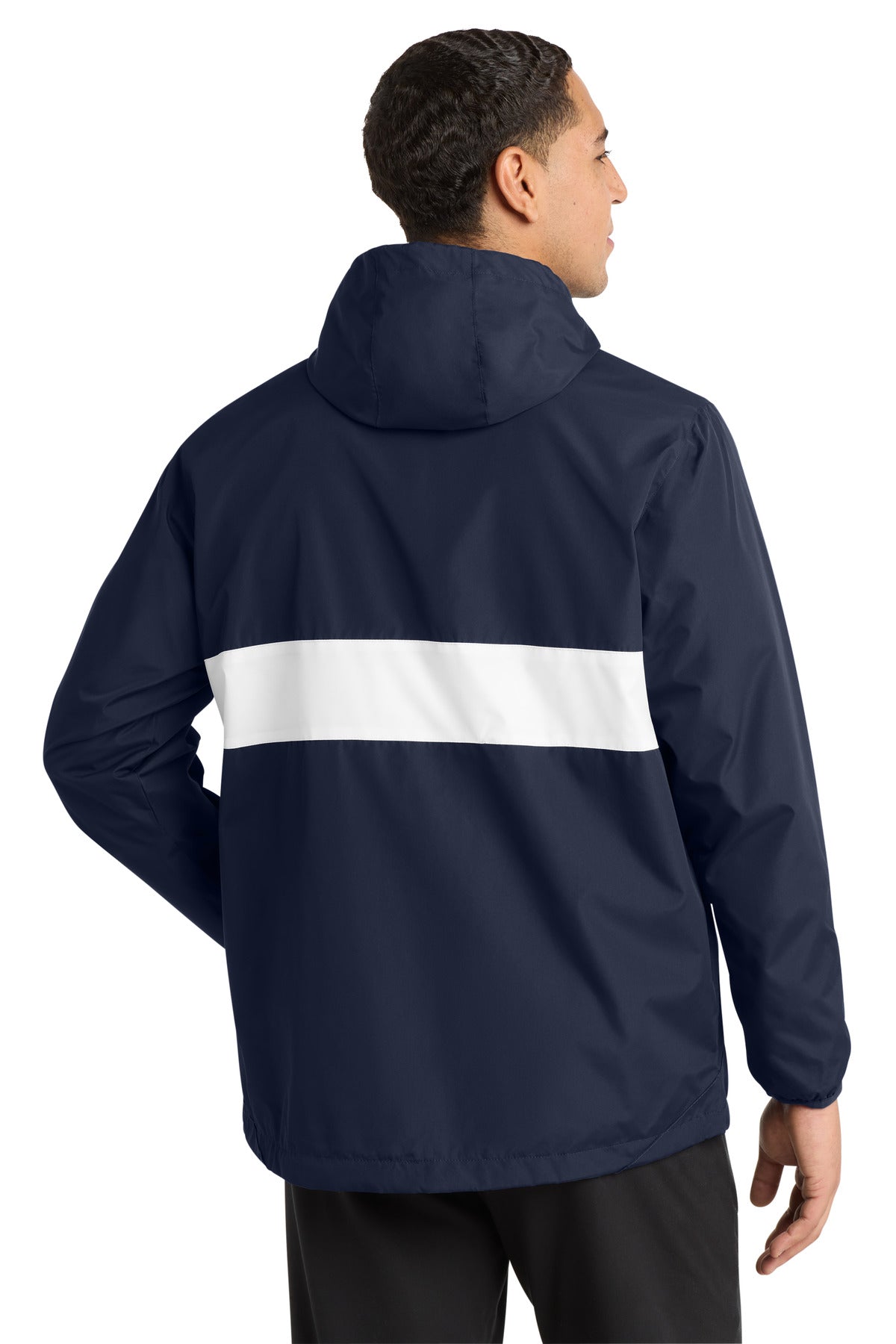 Sport-Tek Zipped Pocket Anorak - True Navy/ White