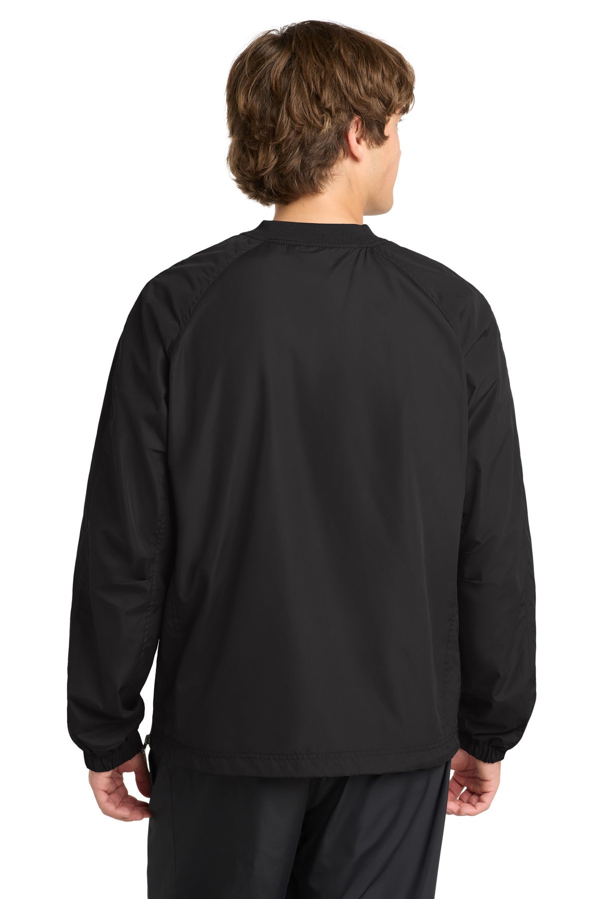 Sport-Tek V-Neck Raglan Wind Shirt - Black