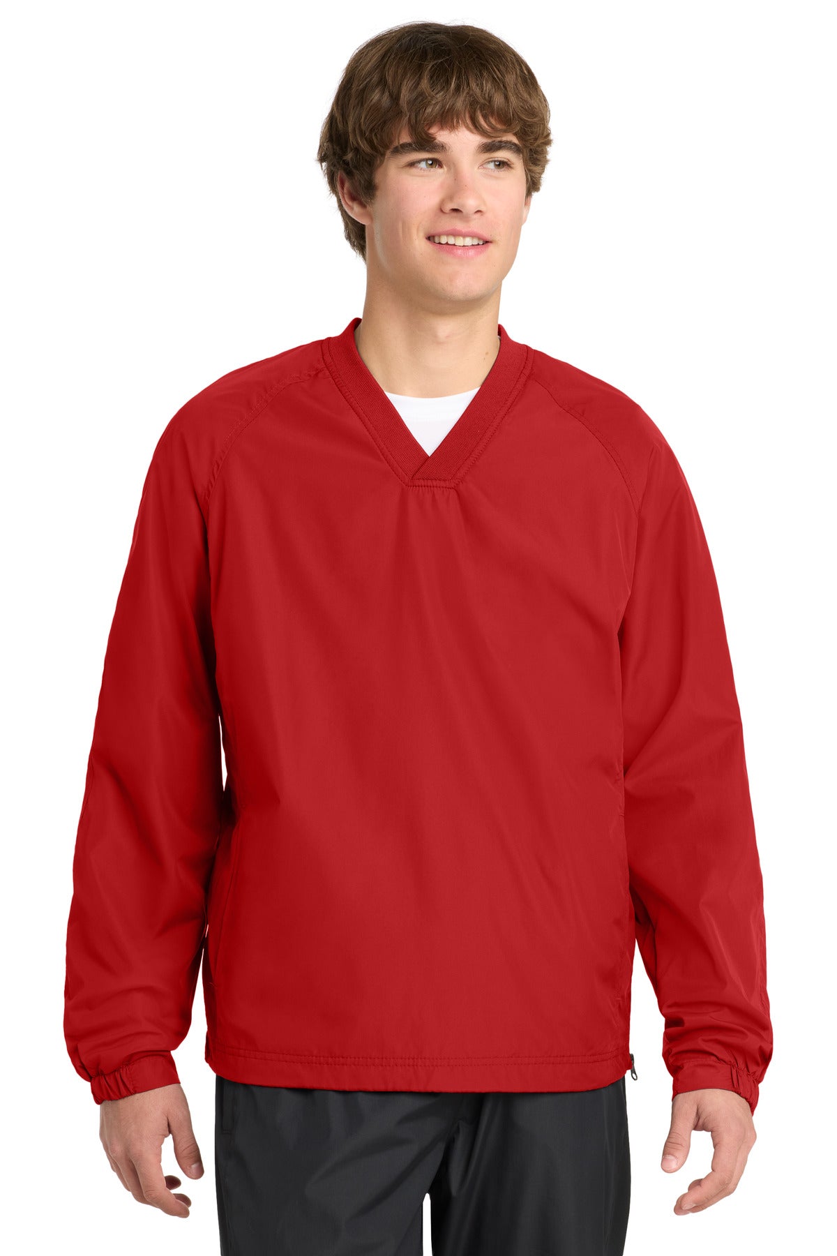 Sport-Tek V-Neck Raglan Wind Shirt - True Red
