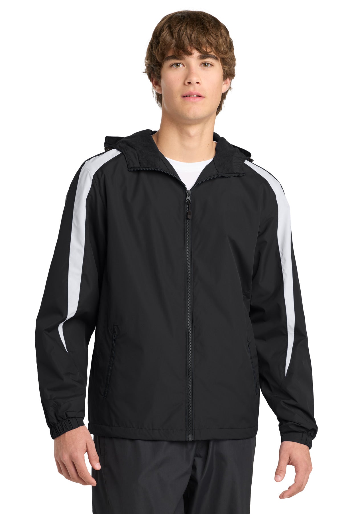 Sport-Tek Fleece-Lined Colorblock Jacket - Black/ White