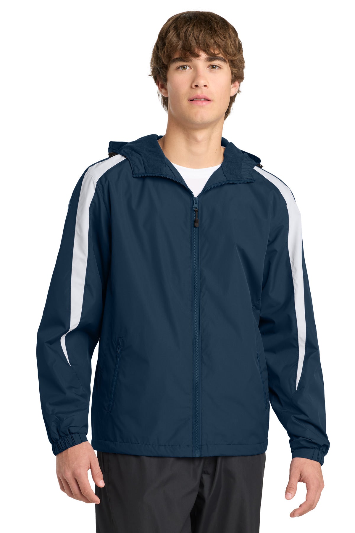 Sport-Tek Fleece-Lined Colorblock Jacket - True Navy/ White