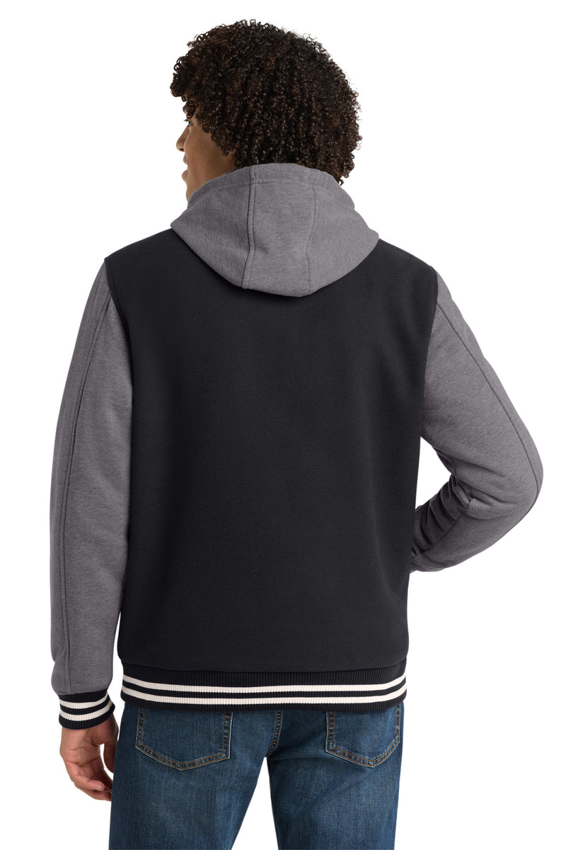 Sport-Tek Insulated Letterman Jacket - Black/ Vintage Heather