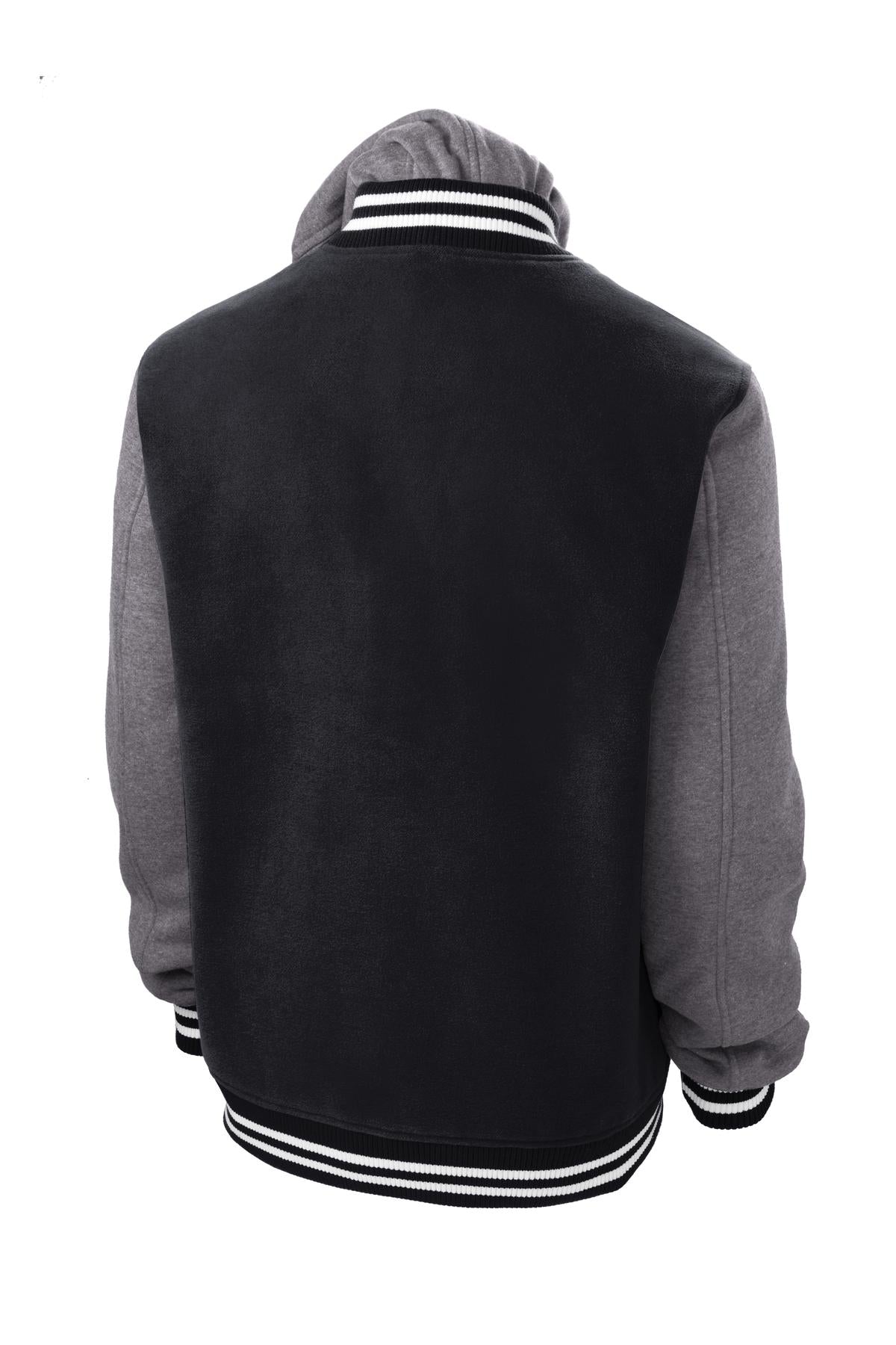 Sport-Tek Insulated Letterman Jacket - Black/ Vintage Heather