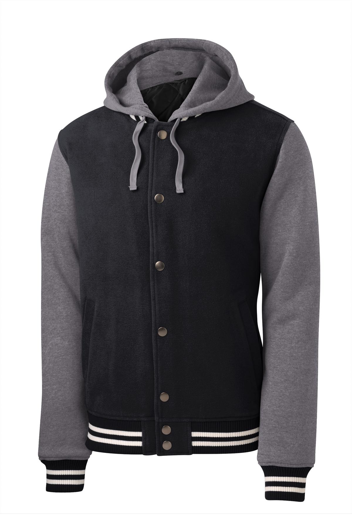 Sport-Tek Insulated Letterman Jacket - Black/ Vintage Heather