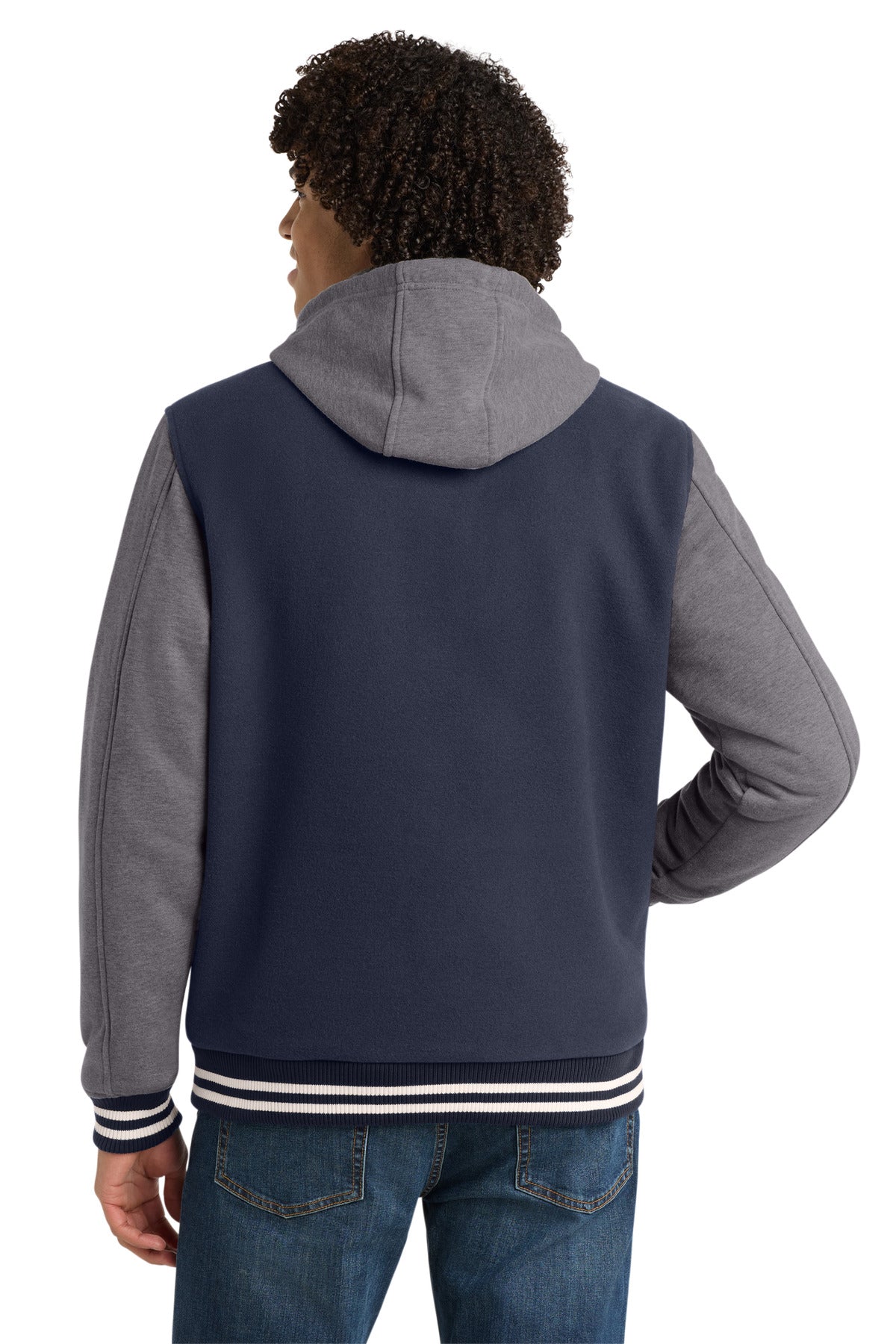 Sport-Tek Insulated Letterman Jacket - True Navy/ Vintage Heather