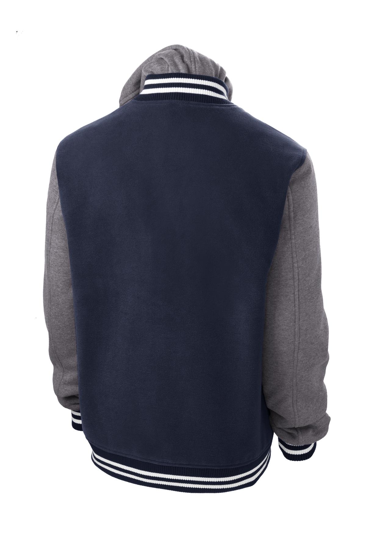 Sport-Tek Insulated Letterman Jacket - True Navy/ Vintage Heather