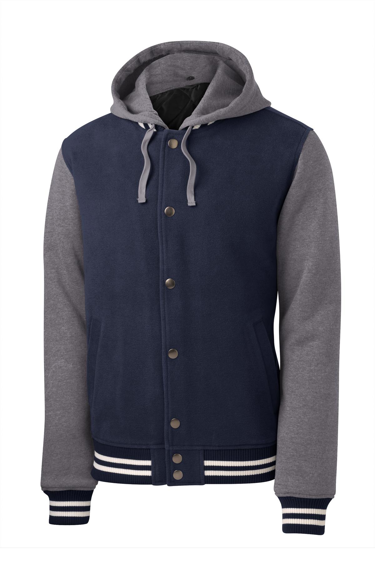 Sport-Tek Insulated Letterman Jacket - True Navy/ Vintage Heather
