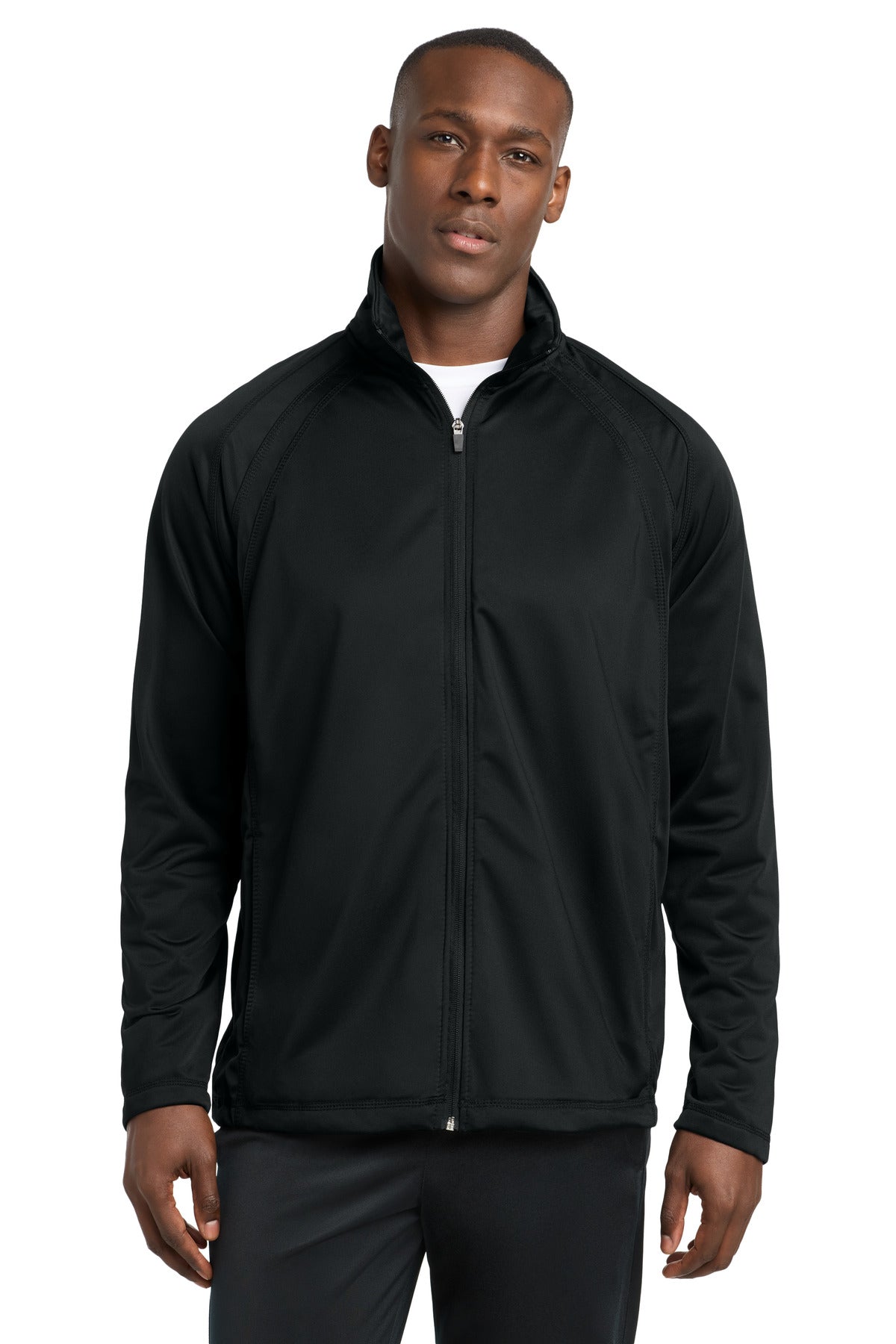 Sport-Tek Tricot Track Jacket - Black/ Black