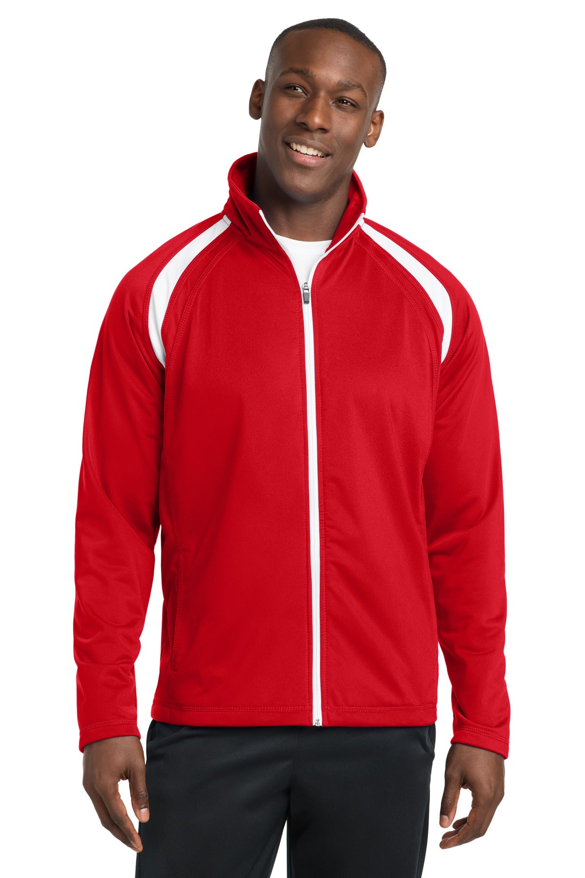 Sport-Tek Tricot Track Jacket - True Red/ White