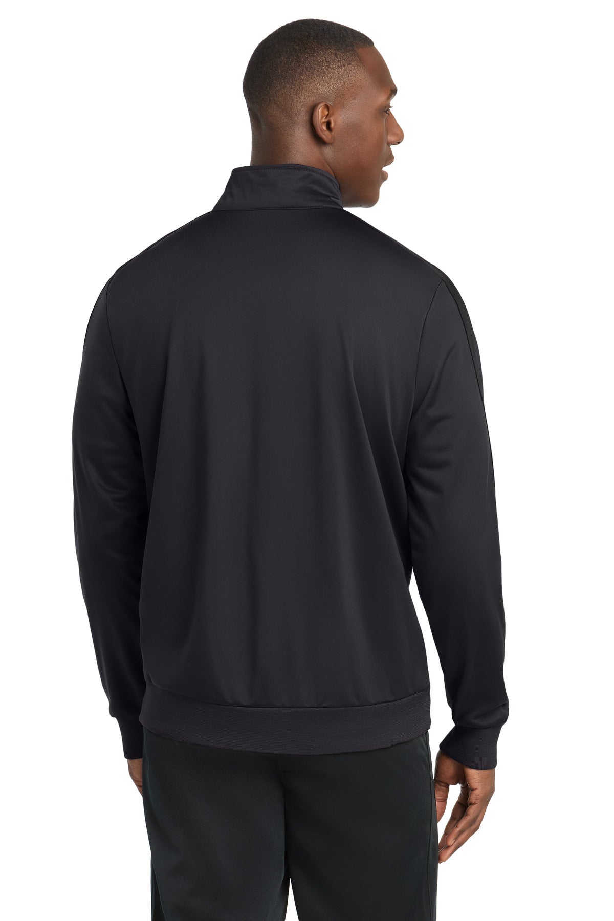 Sport-Tek  Tricot Sleeve Stripe Track Jacket - Black/ Black