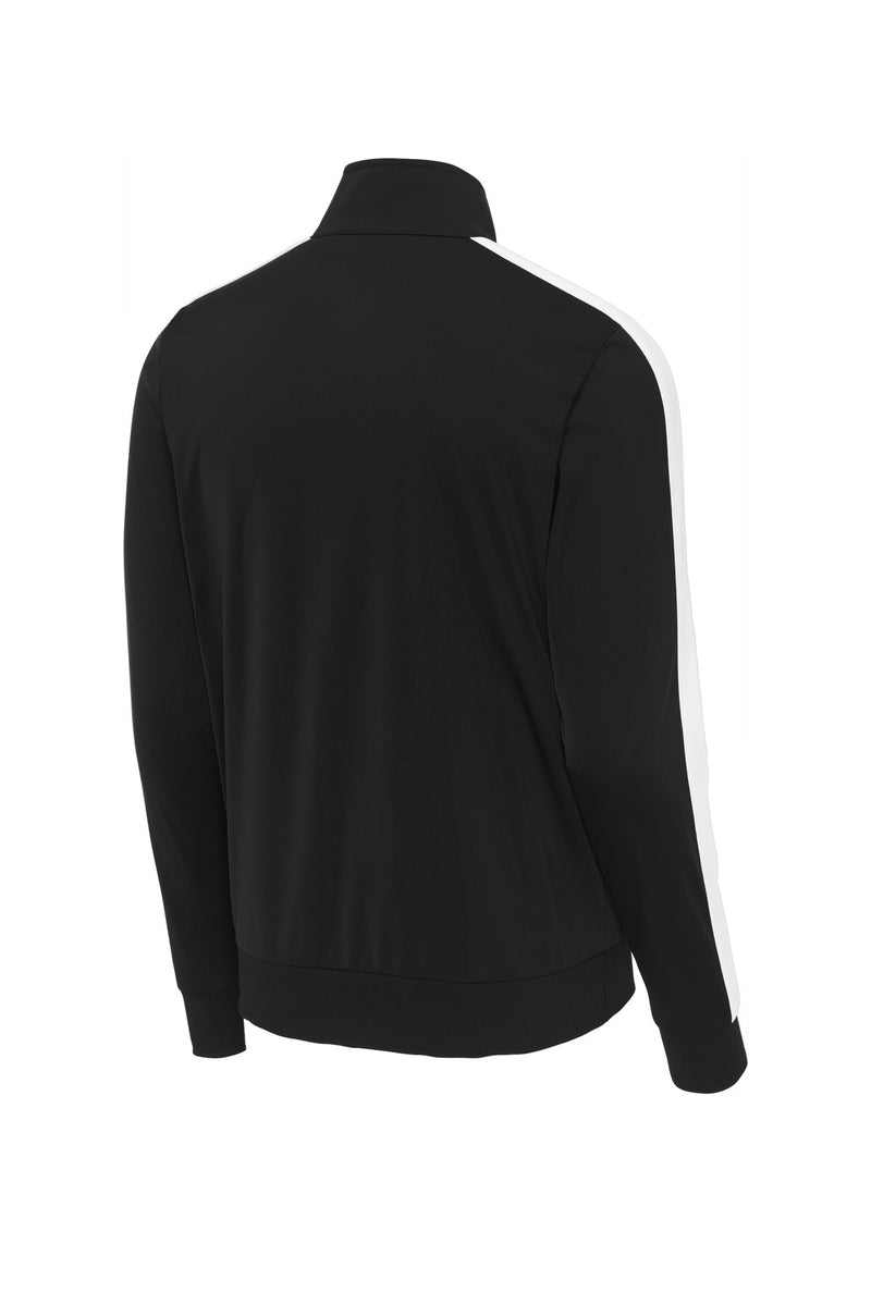 Sport-Tek  Tricot Sleeve Stripe Track Jacket - Black/ White