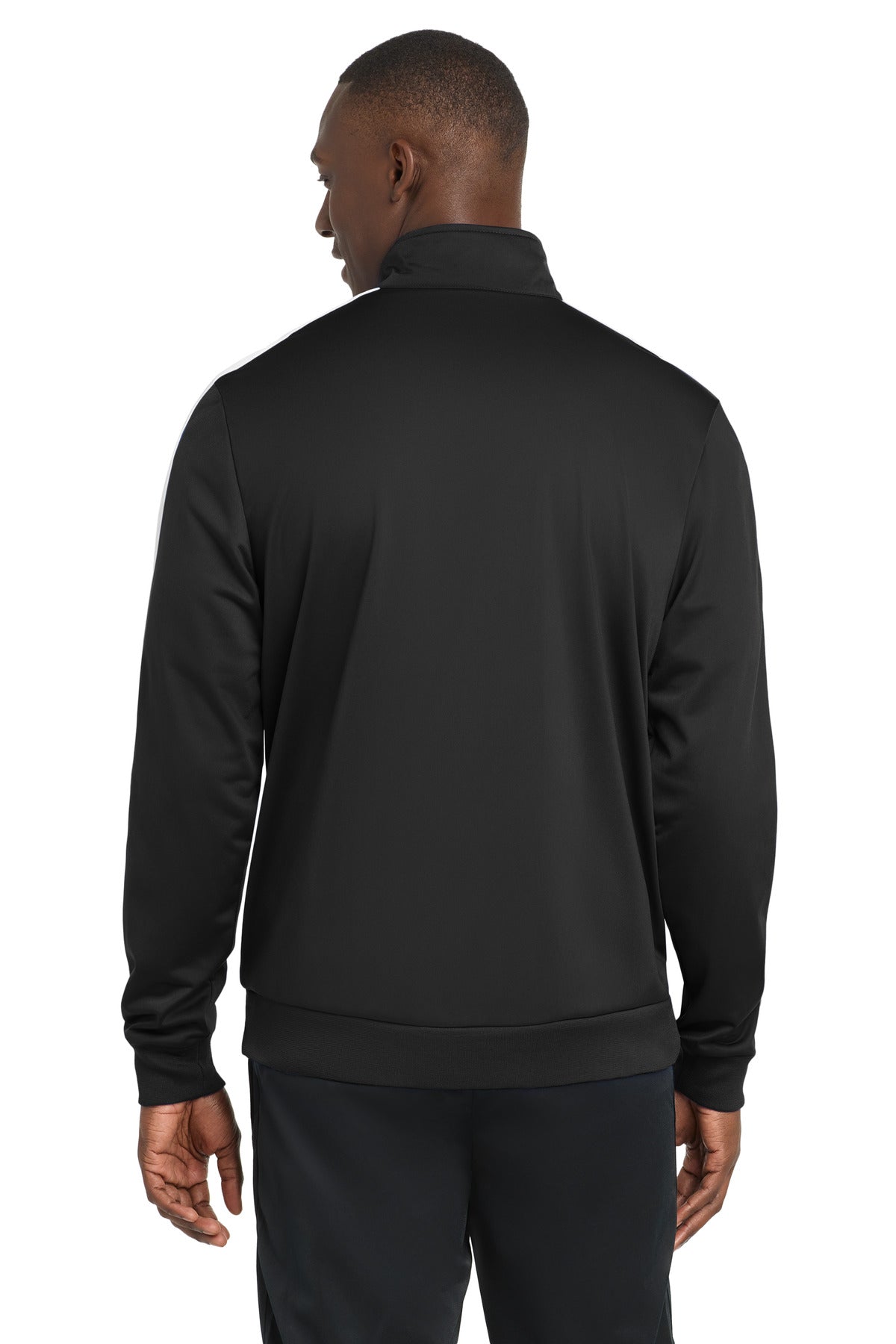 Sport-Tek  Tricot Sleeve Stripe Track Jacket - Black/ White