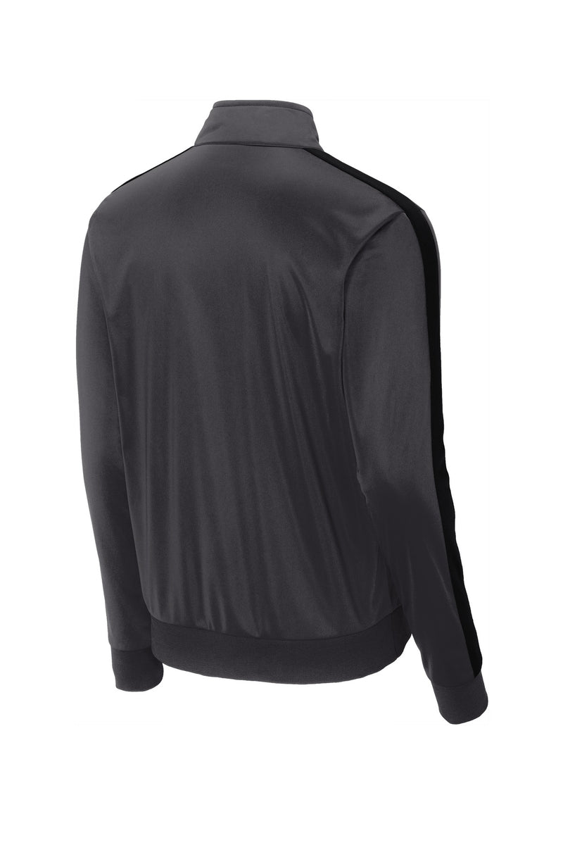 Sport-Tek  Tricot Sleeve Stripe Track Jacket - Graphite/ Black