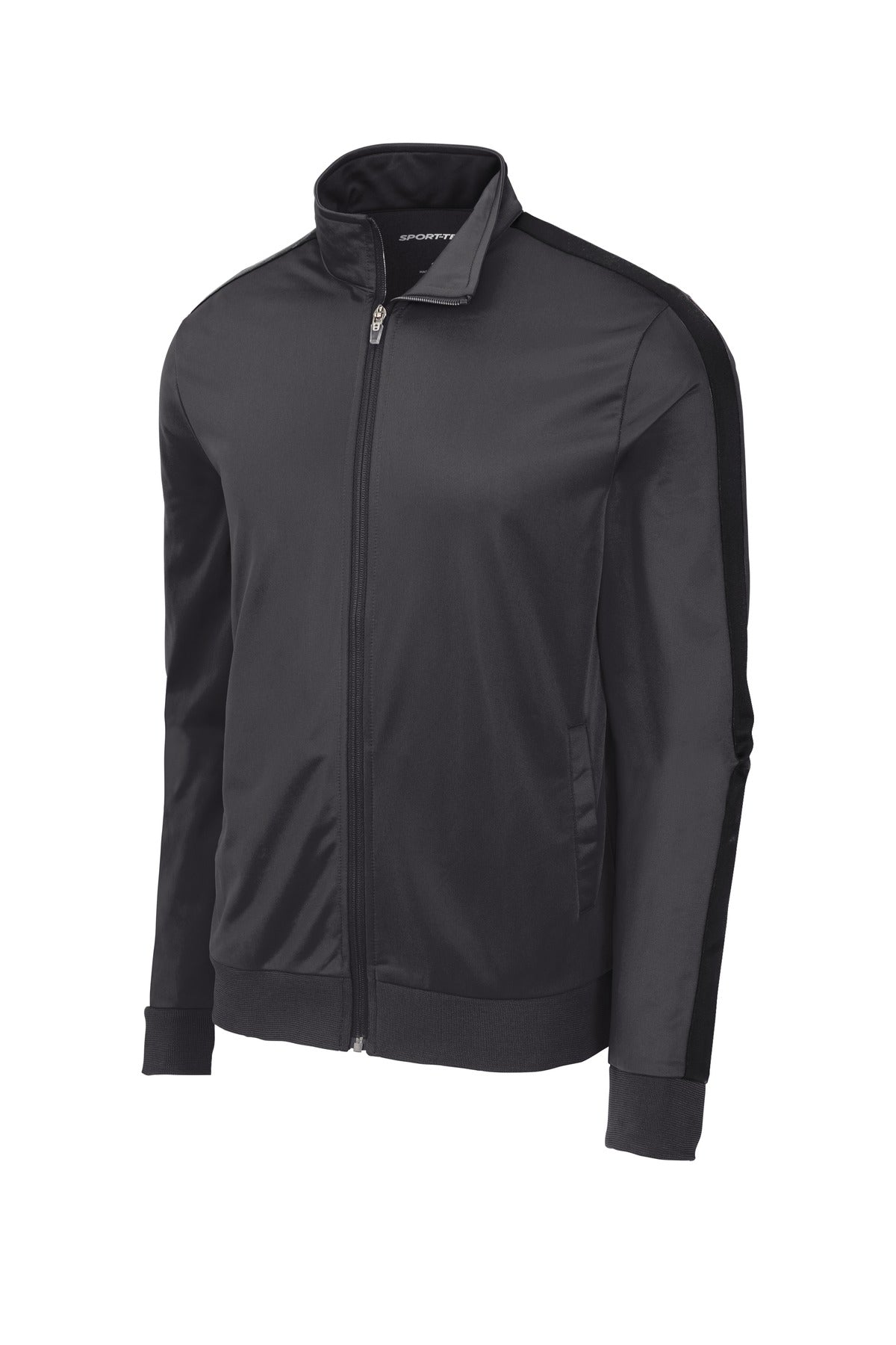 Sport-Tek  Tricot Sleeve Stripe Track Jacket - Graphite/ Black